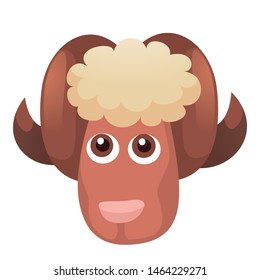 Head cute ram icon. Cartoon of head cute ram vector icon for web design isolated on white background