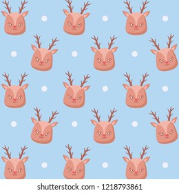 head of cute reindeer christmas pattern