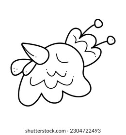 The head of a cute rooster2. Doodle black and white vector illustration.
