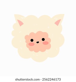 head cute sheep cartoon illustration character. animal forest cartoon