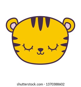 head of cute tiger animal isolated icon