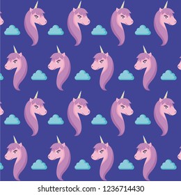 head cute unicorn of fairy tale pattern