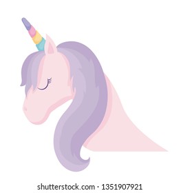head of cute unicorn isolated icon