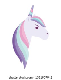 head of cute unicorn isolated icon