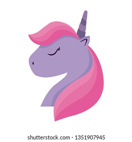 head of cute unicorn isolated icon