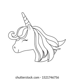 head of cute unicorn isolated icon vector illustration design