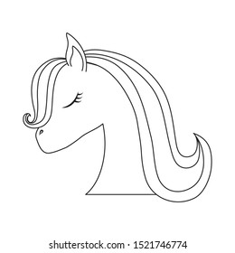 head of cute unicorn isolated icon vector illustration design