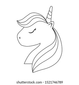 head of cute unicorn isolated icon vector illustration design