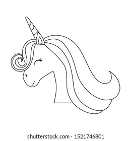 head of cute unicorn isolated icon vector illustration design
