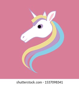 Head Cute Unicorn Multicolored Mane Illustration Stock Vector (Royalty ...