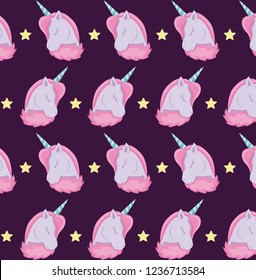 head cute unicorns of fairy tale pattern