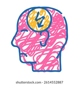 head cutting ache, headache doodle icon sketch vector. head cutting ache, headache sign. isolated symbol illustration