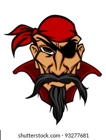 Head of danger buccaneer in bandana. Vector illustration