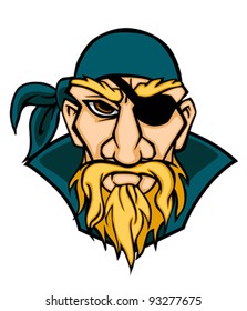 Head of danger filibuster in cartoon style. Vector illustration