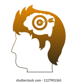 Head with dartboard in yellow lines