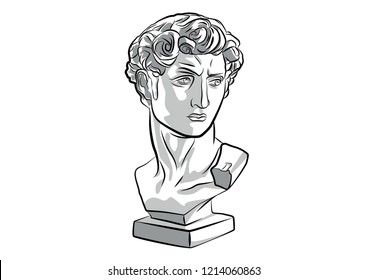 Head of David Goliath statue sculpture vector Ancient Antique