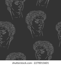 Head of David, sketch, vector seamless pattern