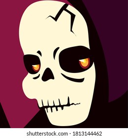 head of death character for happy halloween vector illustration design