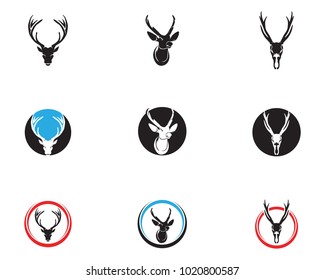 Head deer animals logo black silhouete icons