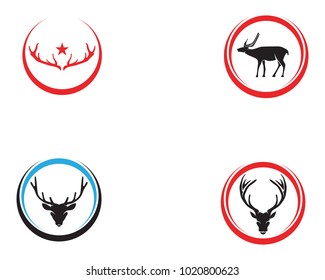 Head deer animals logo black silhouete icons