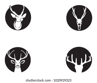 Head deer animals logo black silhouete icons