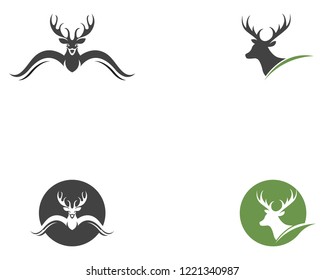 Head deer animals logo black silhouete icons