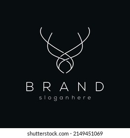 cabeza Deer antler line logo icono material elegante vector Ilustración de diseño