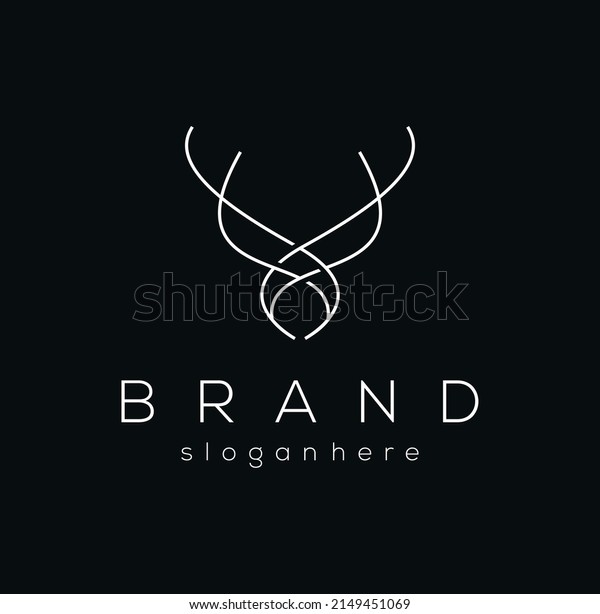 head Deer antler line logo icon elegant stock\
vector Illustration of\
design