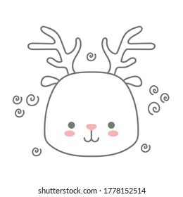 head of deer baby kawaii with decor vector illustration design