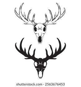 Head Deer bone vector illustration design. Head Deer logo design. deer skull silhouette vector illustration