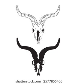 Head Deer bone vector illustration design. Head Deer logo design. deer skull silhouette vector illustration