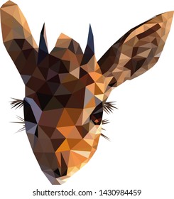 head of a deer child in low poly technique