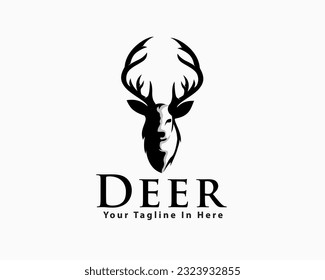 head deer elk half shadow art logo template illustration inspiration