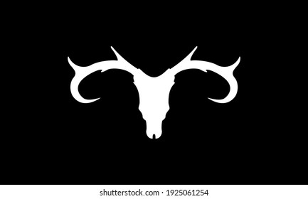 head deer horn skull silhouette logo design vector icon symbol illustration