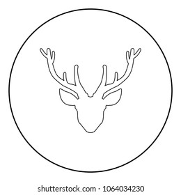 Head deer  icon black color in circle or round vector illustration