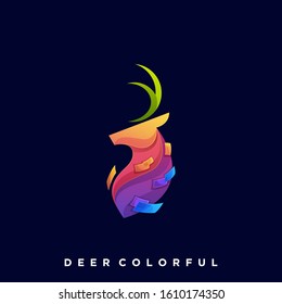 Head Deer Illustration Vector Template. Suitable for Creative Industry, Multimedia, entertainment, Educations, Shop, and any related business