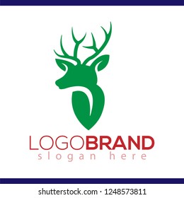 head deer leaf logo vector icon