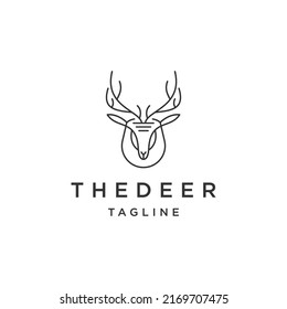 Head deer line logo icon design template flat vector