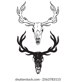 Head Deer logo design. deer skull silhouette vector illustration
