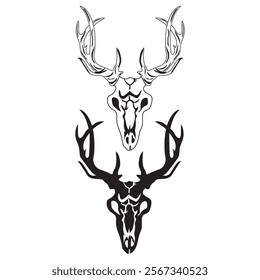Head Deer logo design. deer skull silhouette vector illustration