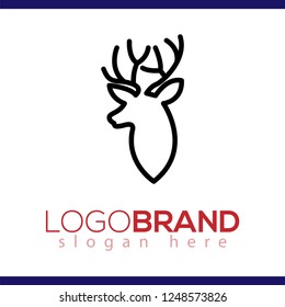 head Deer logo line art vector