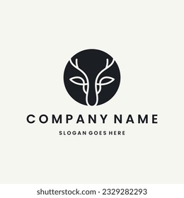 Head deer Logo vector design template black logo and white background