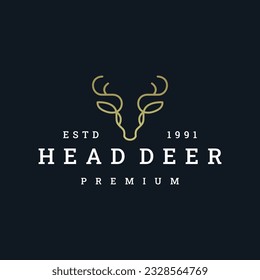Head deer logo vector icon illustration hipster vintage retro .