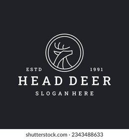 Head deer logo vector icon illustration hipster vintage retro