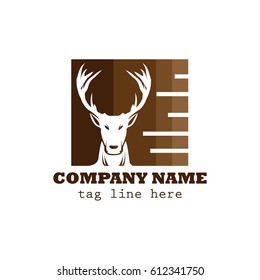 Head Deer Modern Logo in Square Shape