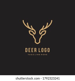 Head deer vector logo design wild animal with horns quality stylish luxury, modern and minimalist illustrations in line art style of a graphic sign art