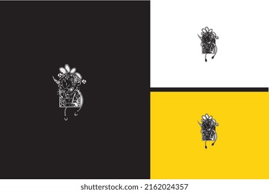 head devil abstract vector black and white