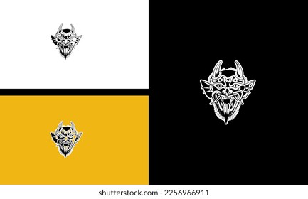 head devil angry vector outline design