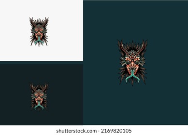 head devil black vector illustration flat design