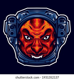 The head of the devil with the helmet of an astronaut